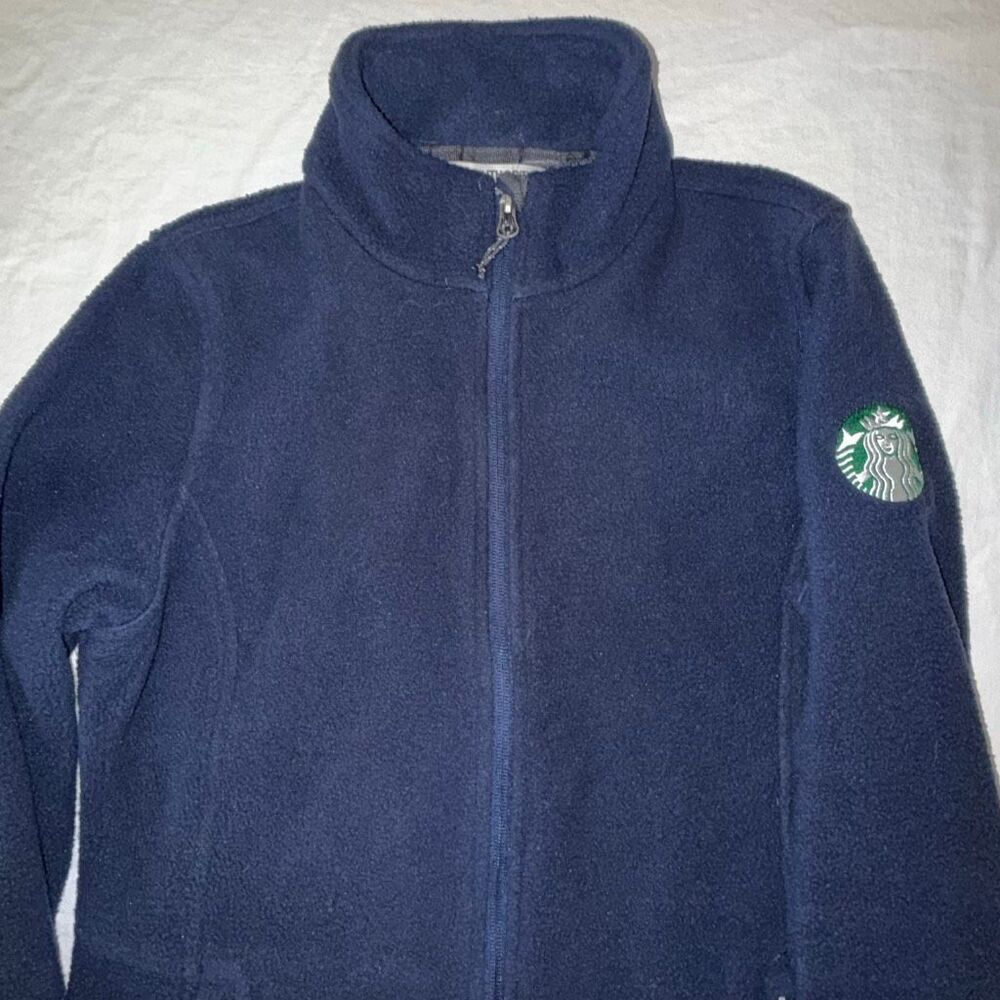 Starbucks | Full Zip Fleece Jacket | Navy Blue | Embroidered Siren Logo | Women’